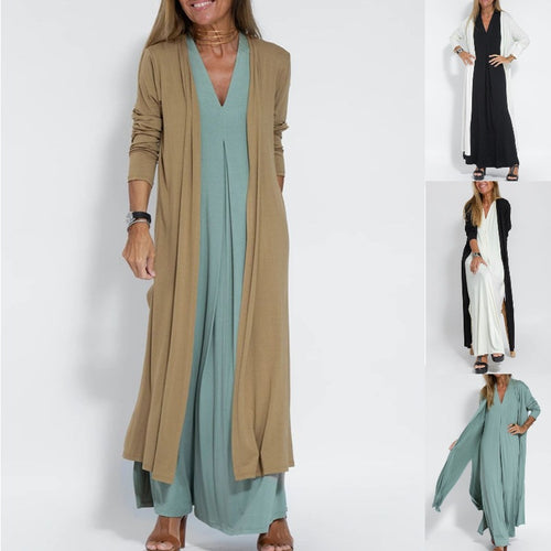 Dame lang cardigan med flydende snit Stilla
