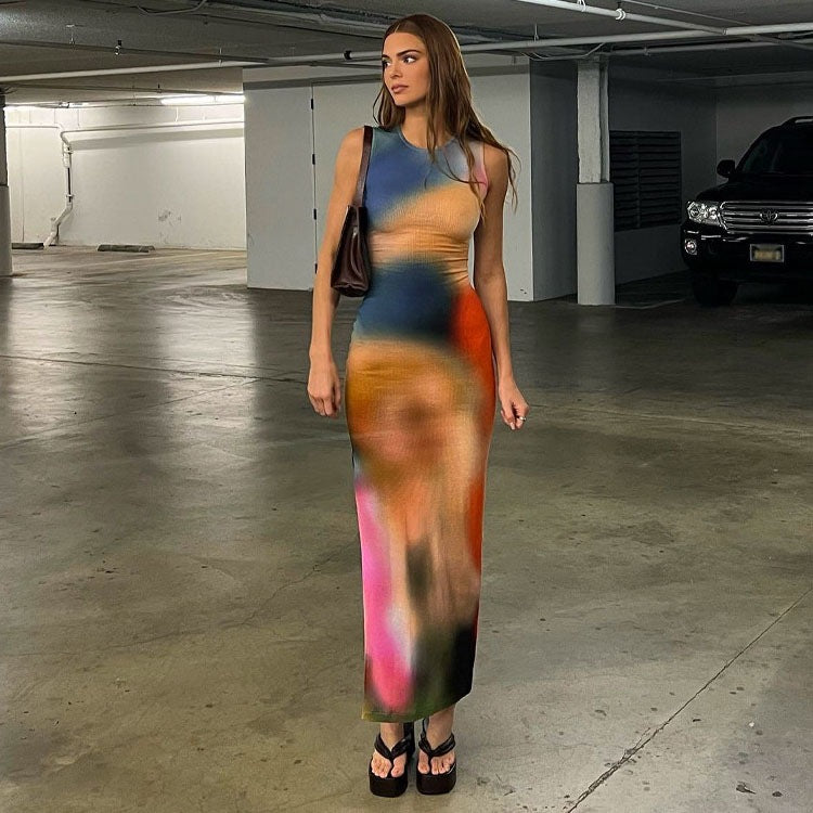 Dame Abstract Art Maxi Kjole Stilla