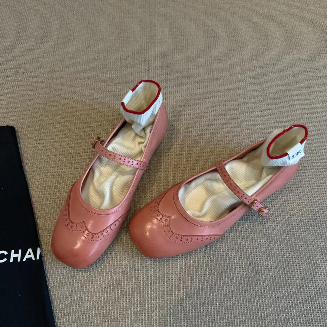 Dame elegante Mary Jane Ballerinas med dekorativt remdetail Stilla