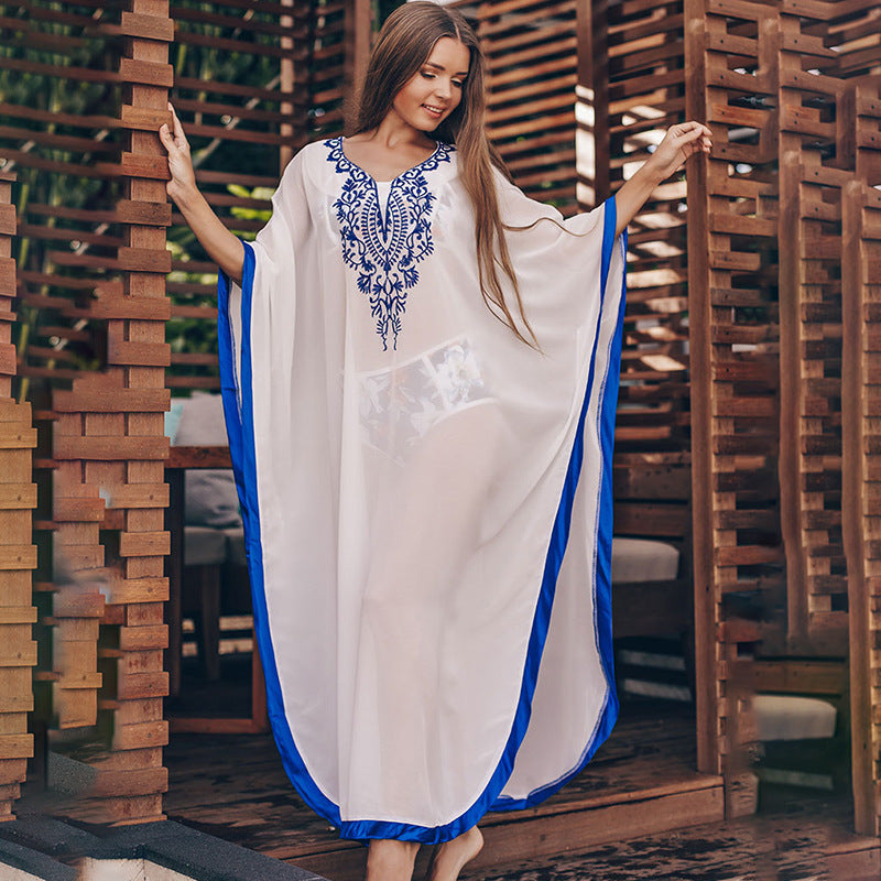 Dame elegant Strandkaftan med kunstfærdig broderi og løs pasform Stilla