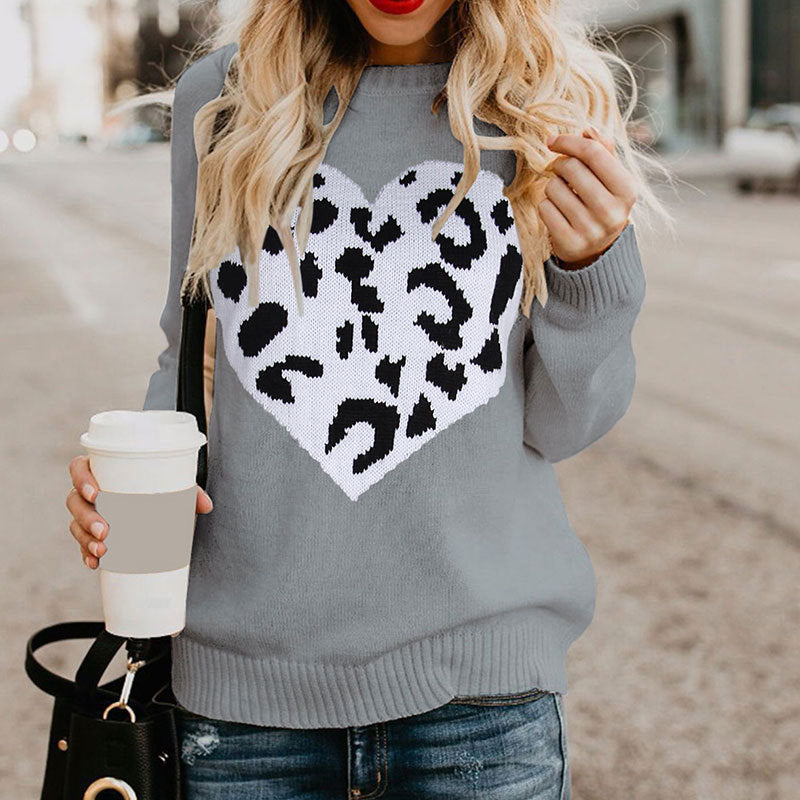 Kvinders sweater med hjerteprint Stilla