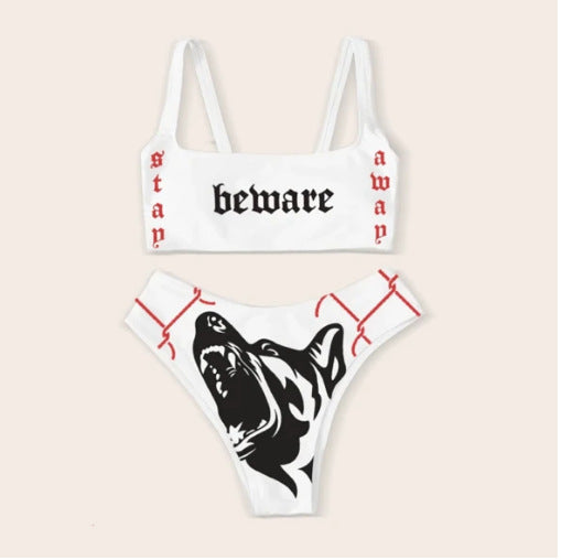 Dame Bandeau Bikini-sæt med iøjnefaldende grafiktryk Skovae