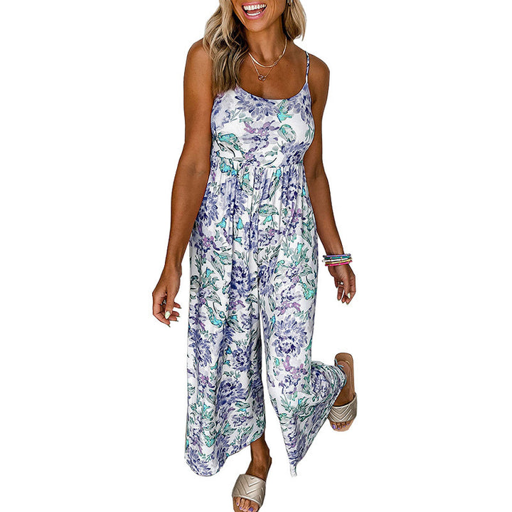 Dame Casual Sommer-jumpsuit med blomsterprint og justerbare stropper Stilla