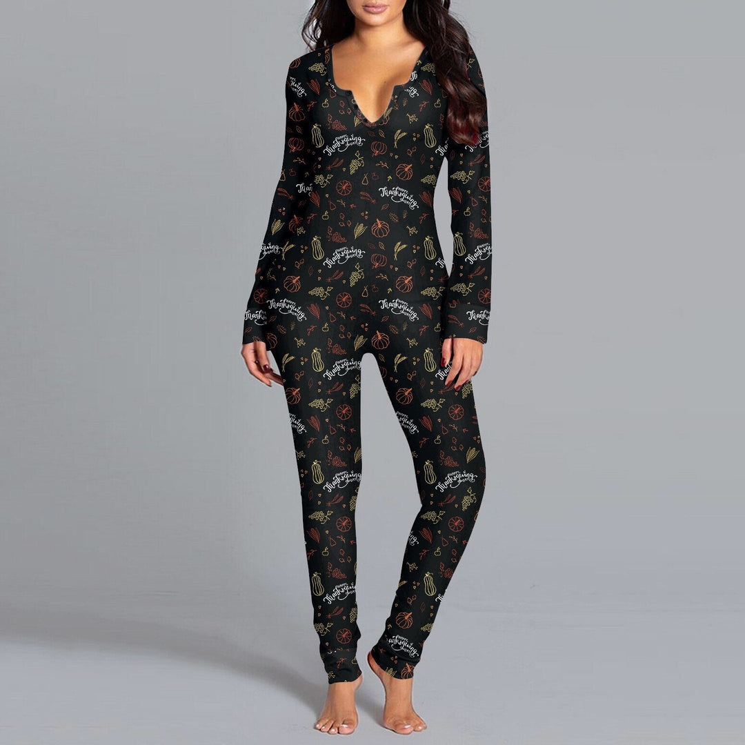 Dame Langærmet Halloween-tema Onesie Pyjamasæt Stilla