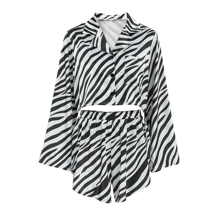 Damer satin pyjamasæt med zebra-print og løs pasform Stilla