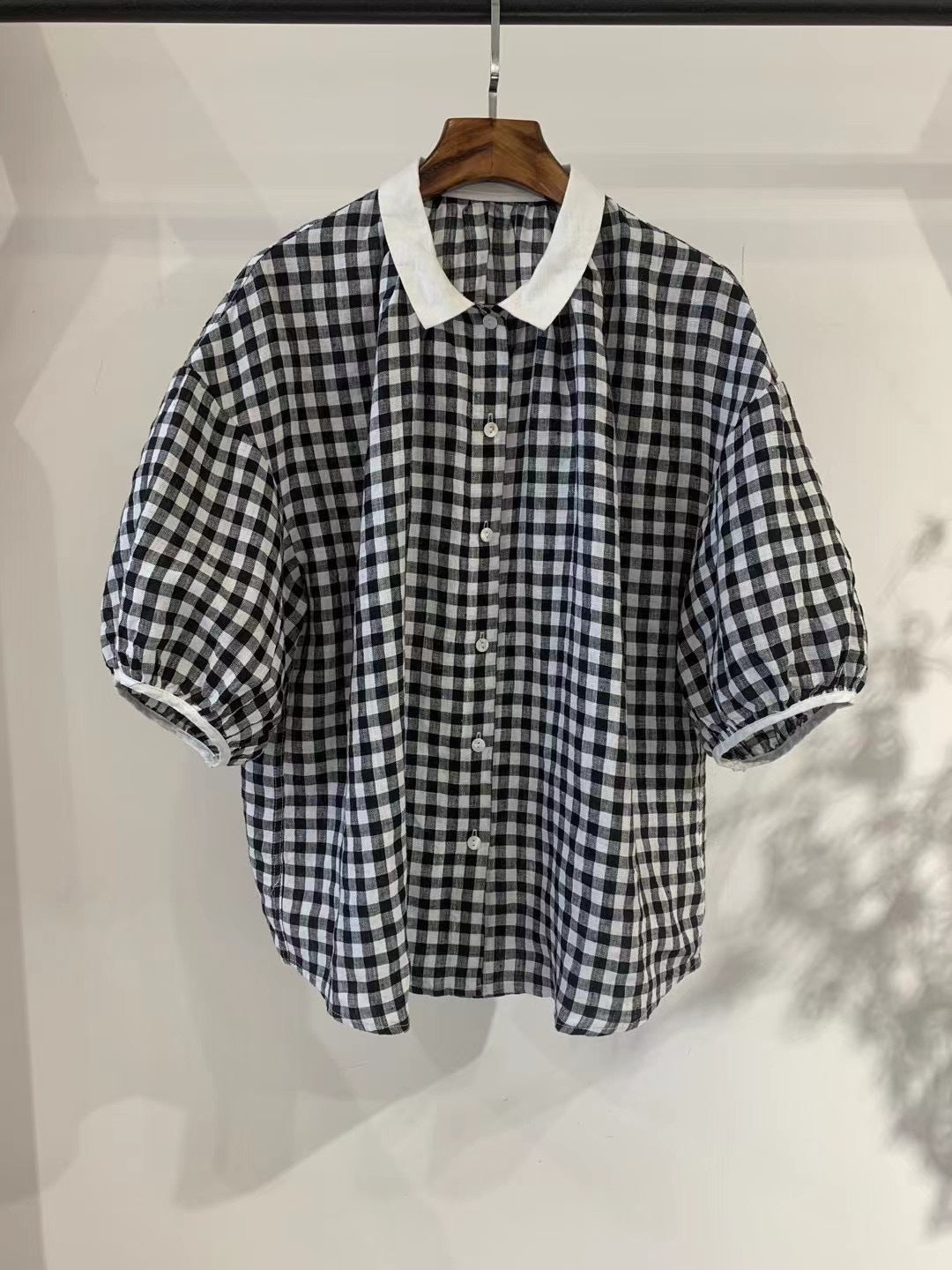 Dame Fritid Korte Ærmer Stribet Button-Up Skjorte Stilla
