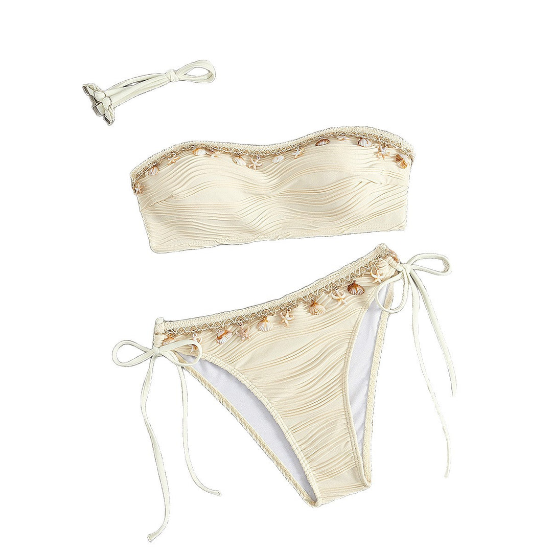 Dame bandeau bikini med musling dekoration Skovae