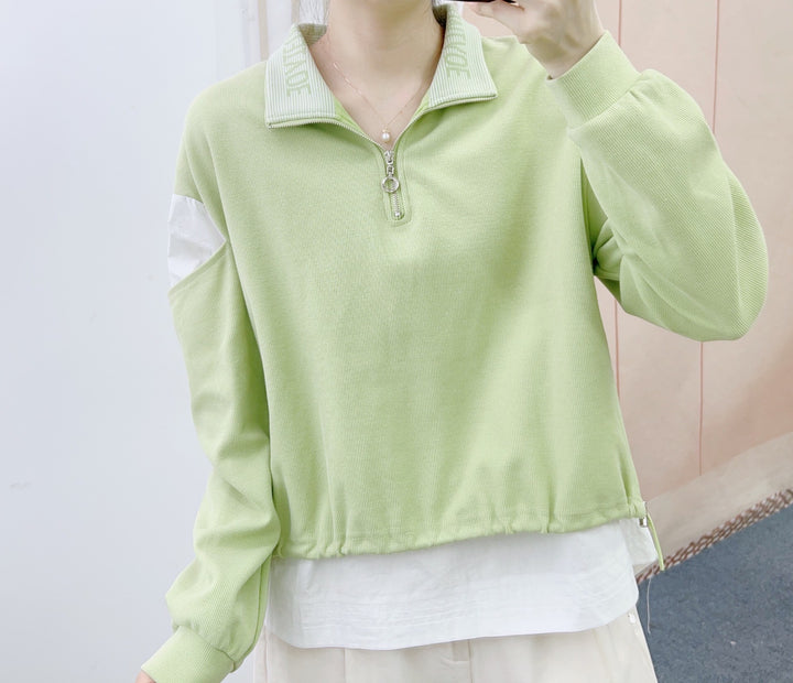 Dame sporty sweatshirt med kort lynlås og afslappet snit Stilla