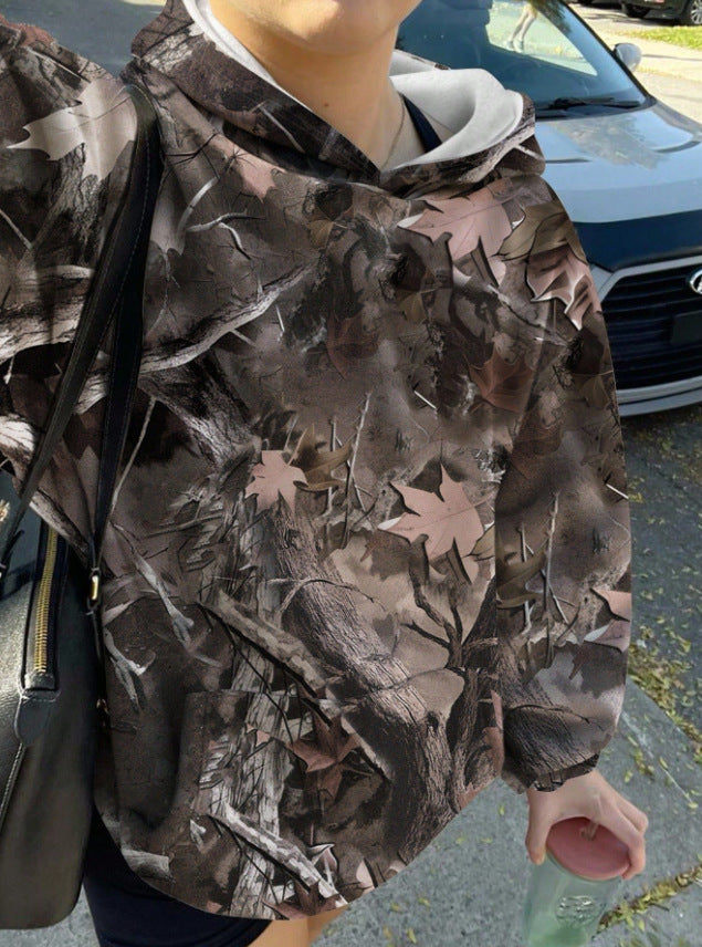 Kvinders afslappede hoodie med camouflage mønster Stilla