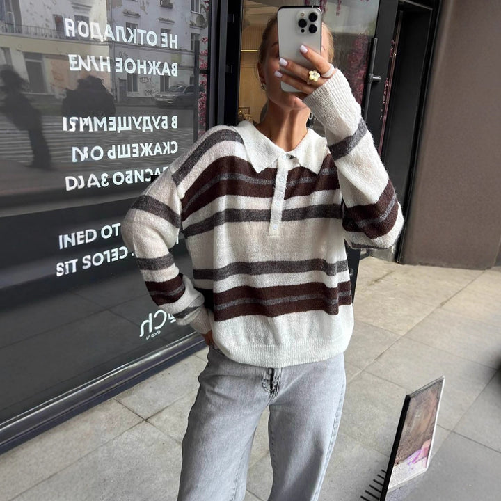 Damer elegant langærmet bluse med knapstolpe og løs pasform Stilla