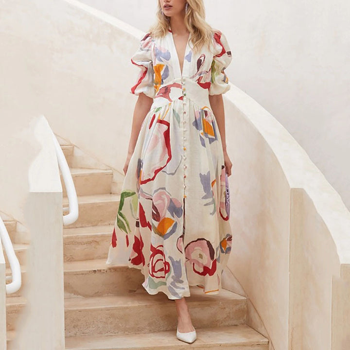 Dame Floral-Print-Maxikjole Stilla