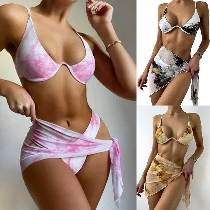Dame Triangel-Bikini-Sæt med elegant Wickelrok Skovae