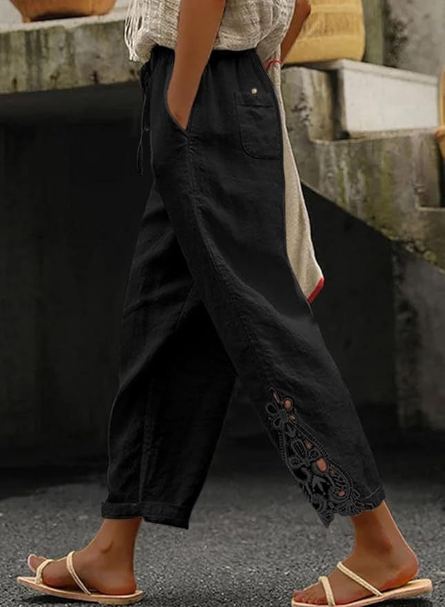 Dame Lettere og luftige sommerbukser i Boho-stil med broderi Skovae