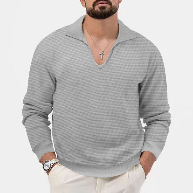 Herrer moderigtig V-hals pullover med struktureret design Stilla