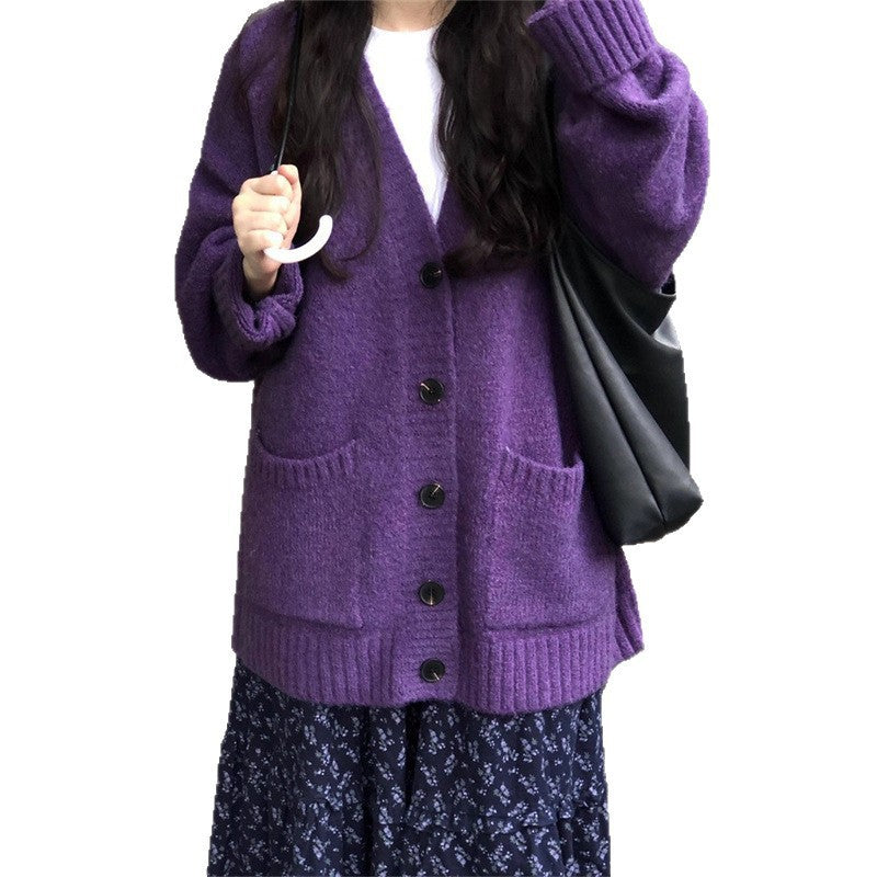 Damer Cozy Cardigan med dyb V-hals og dekorative knapper Stilla