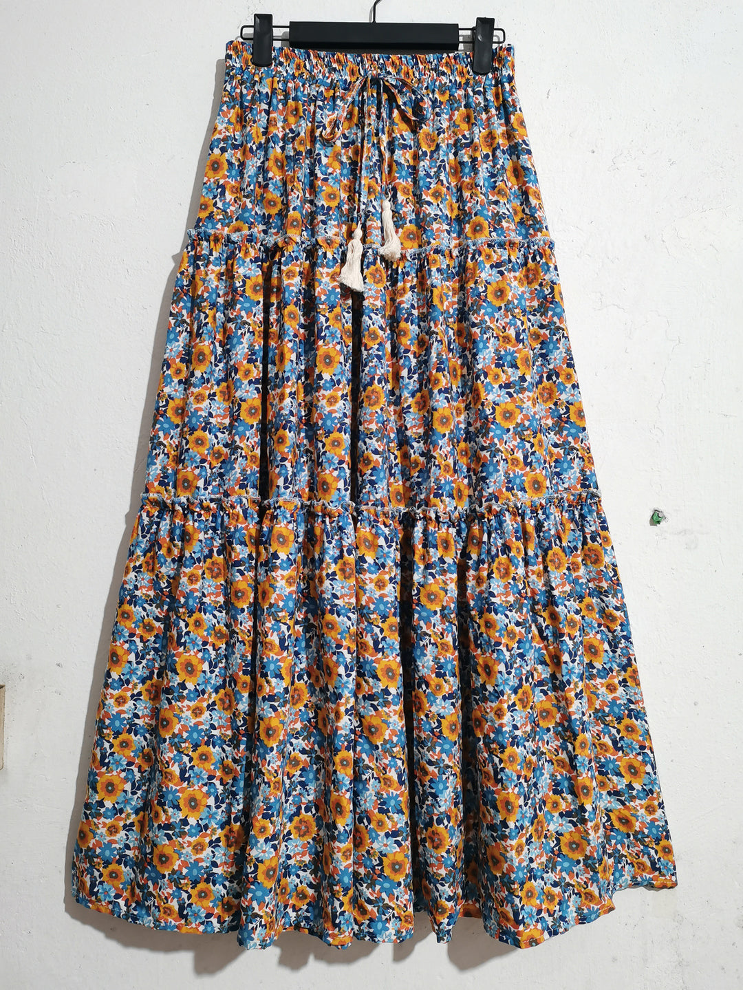 Femme Bohemian stribet Midi-nederdel med justerbart taljebånd Stilla