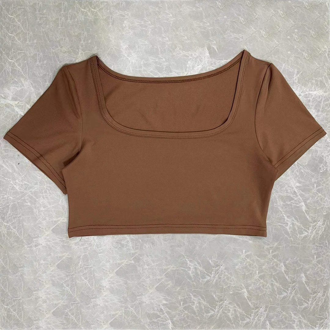 Kvinder Crop-Top med lange ærmer og U-bådsudskæring Stilla