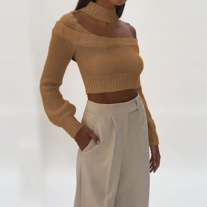 Dame Off-Shoulder Strikpullover med moderne snit Stilla