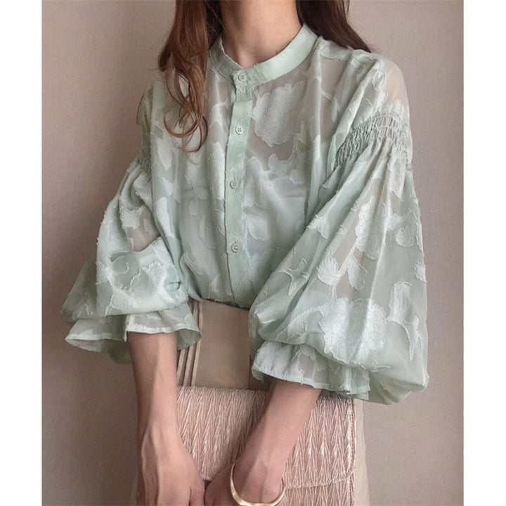 Dame Gennemsigtig Blomster Broderet Bluse Stilla