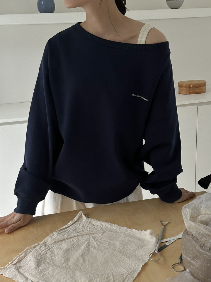 Dame oversized sweatshirt med asymmetrisk udskæring og afslappet pasform Stilla