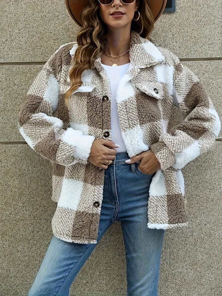 Dame Fuzzy Terningsmønster Overshirt Stilla