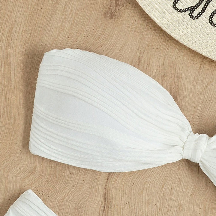Dame bandeau-bikini med elegant flæse-design og høj talje bukser Stilla