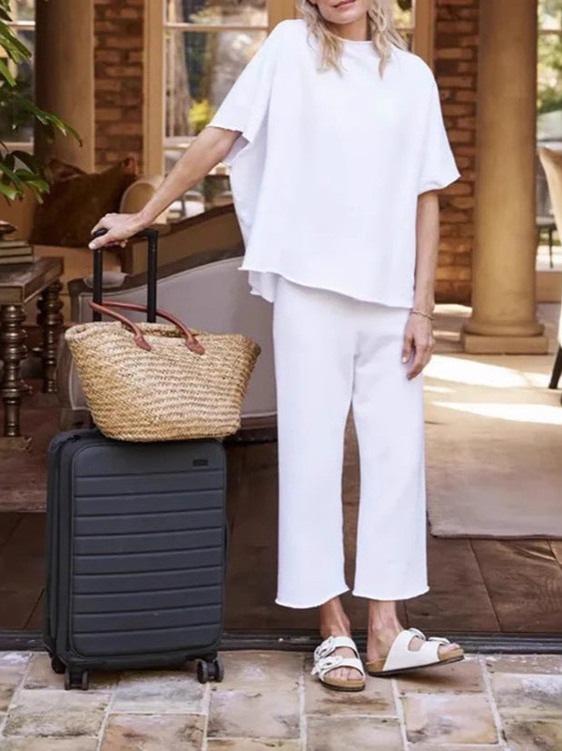Dame Relaxed Fit Top og brede Bukser Sæt Stilla