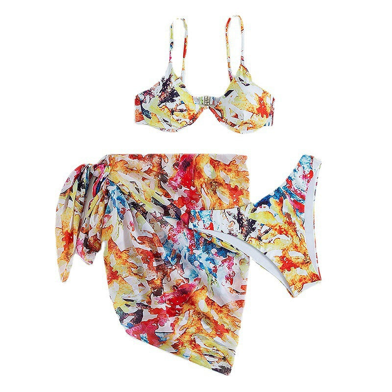 Dame bikini-sæt med forførende tie-dye design og bindebånd Skovae