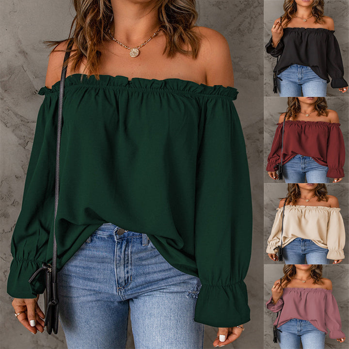 Dame Off-Shoulder Bluse med Flæser Stilla