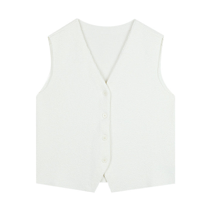 Dame elegant vest med fin tekstur og klassiske knapdetaljer Stilla