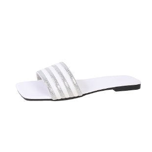 Dame Slip-On Sandaler med glitrende stribedesign Stilla