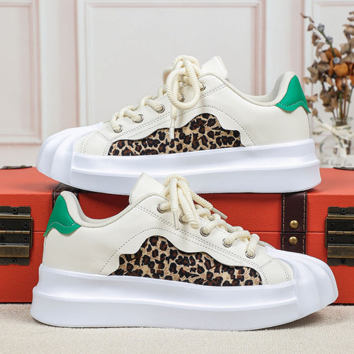 Dame mode Sneakers med leopardmønster og komfortabel sål Stilla