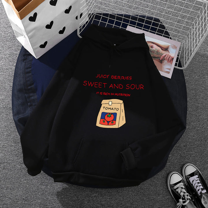Kvindernes hoodie med unikt vitaminrigt print Stilla