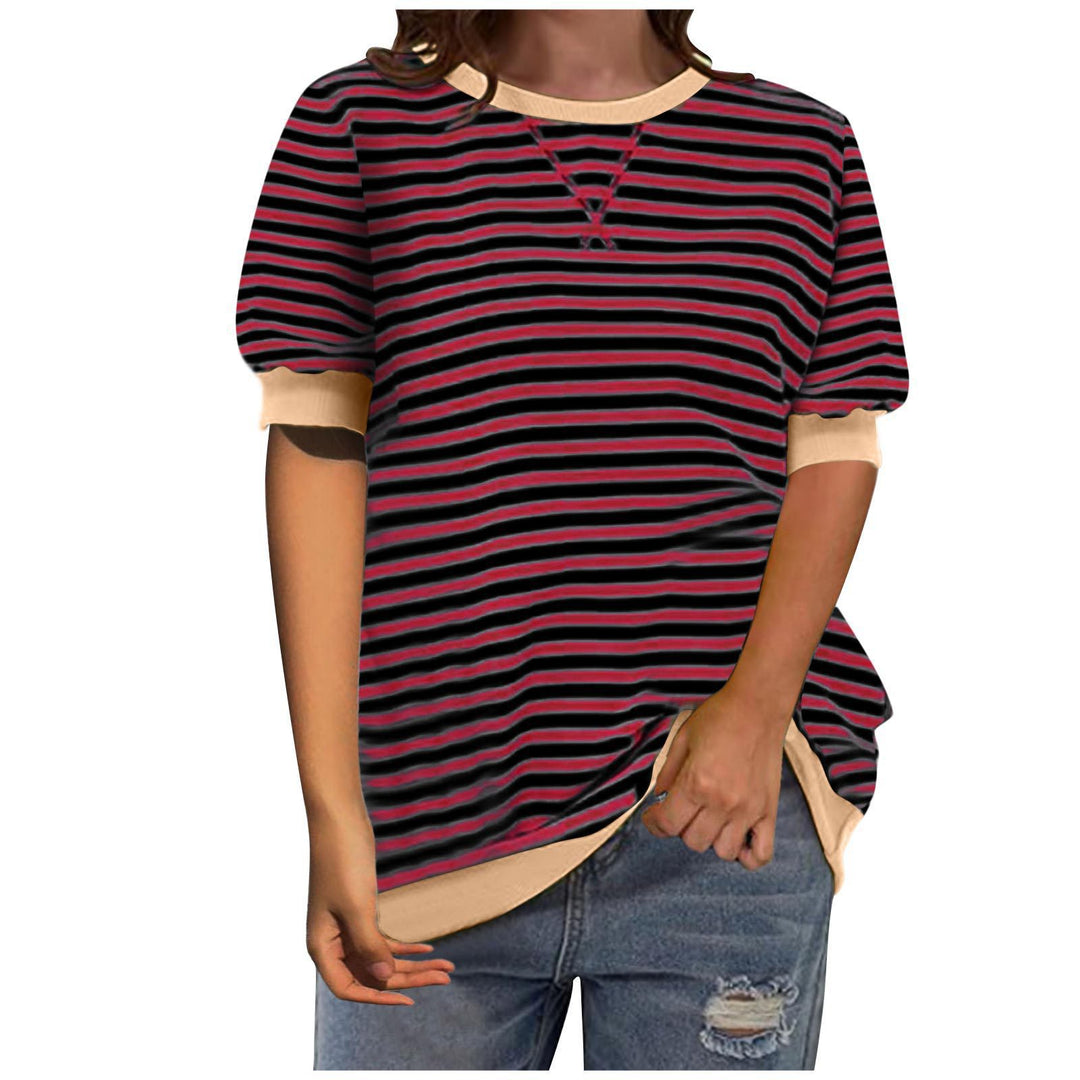 Dame afslappet stribet T-shirt med trendy detaljer Stilla