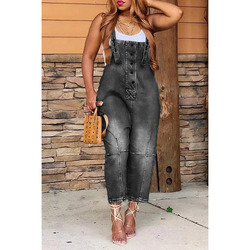 Dame Overall i denim med knapdetalje Stilla