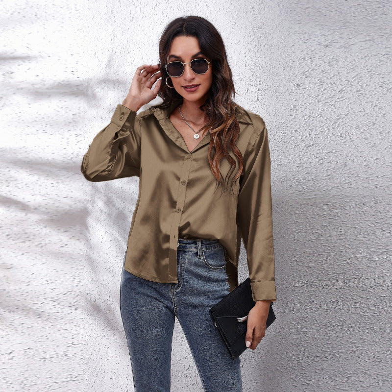Dame elegant satinbluse Stilla