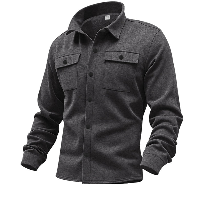 Herren nan Twill-overshirt med skjortekrave, påsyede brystlapper og lige søm Skovae