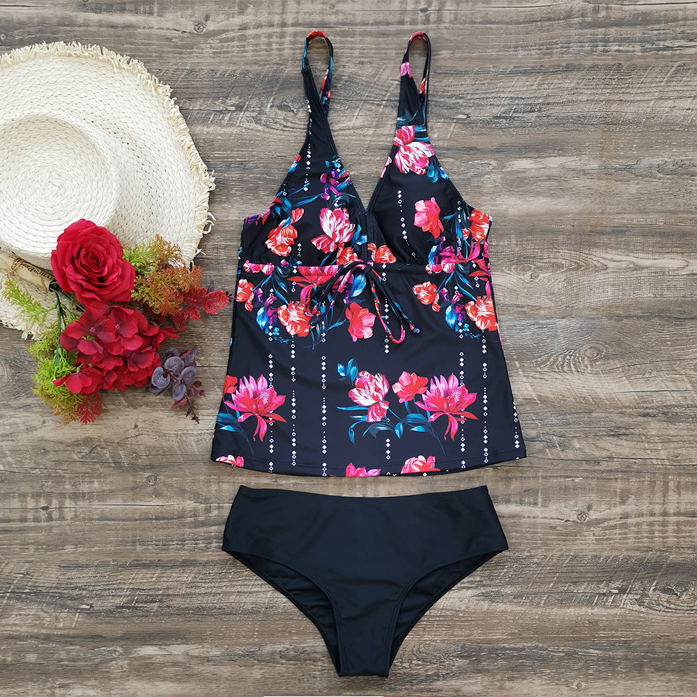 Dame Tankini med blomster Overtøj og elegante bukser Stilla