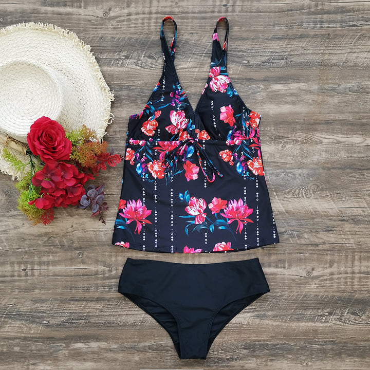 Dame Tankini med blomster Overtøj og elegante bukser Stilla