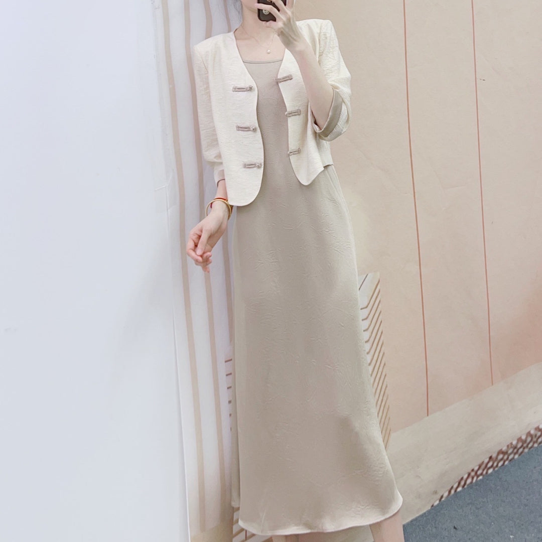 Dame Elegant Kort Blazer med nostalgiske Knapdetaljer Stilla