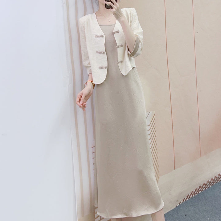Dame Elegant Kort Blazer med nostalgiske Knapdetaljer Stilla