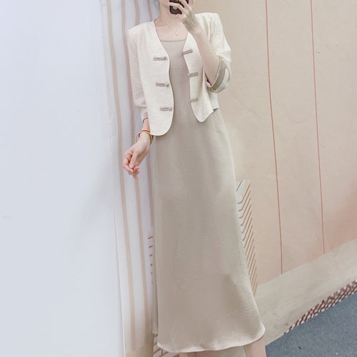 Dame Elegant Kort Blazer med nostalgiske Knapdetaljer Stilla