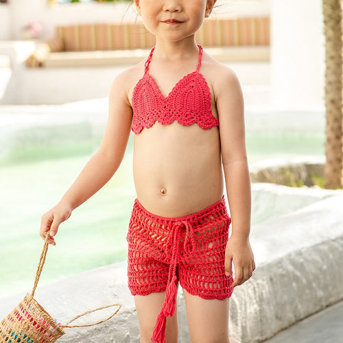 Dame Hæklet Bikini-Sæt med frynsedetalje og vendbart design Stilla