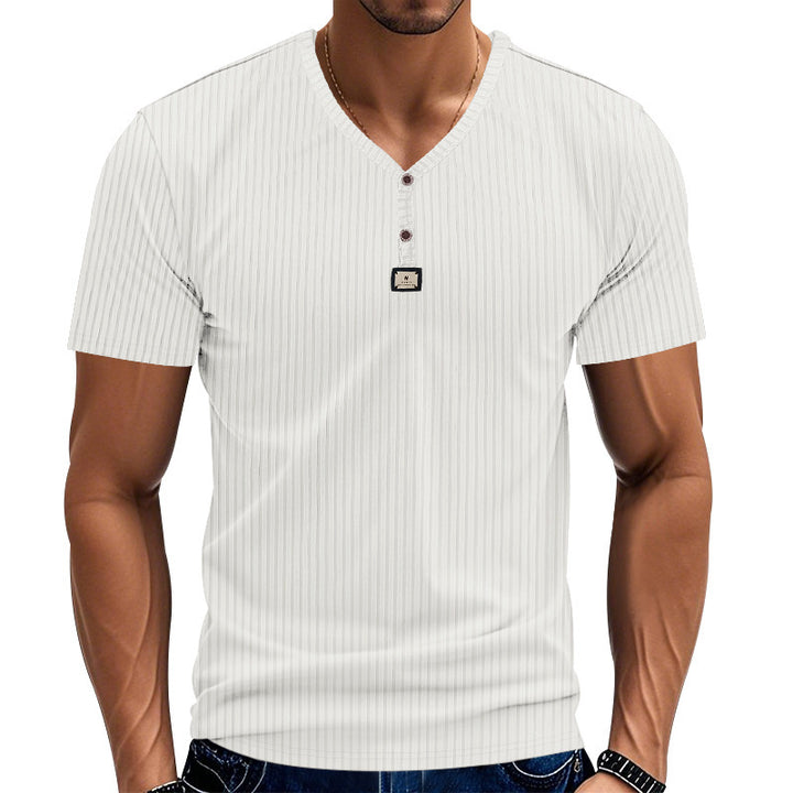 Herrer Kortærmet Henley T-shirt med elegant struktur og moderne knapper Stilla