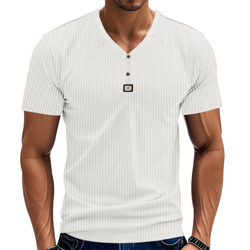 Herrer Kortærmet Henley T-shirt med elegant struktur og moderne knapper Stilla