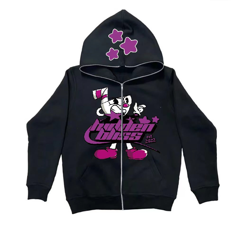 Dame hoodie med spændende grafisk design Skovae