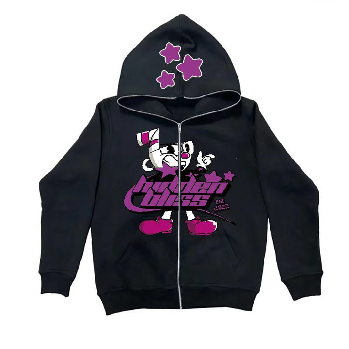 Dame hoodie med spændende grafisk design Skovae