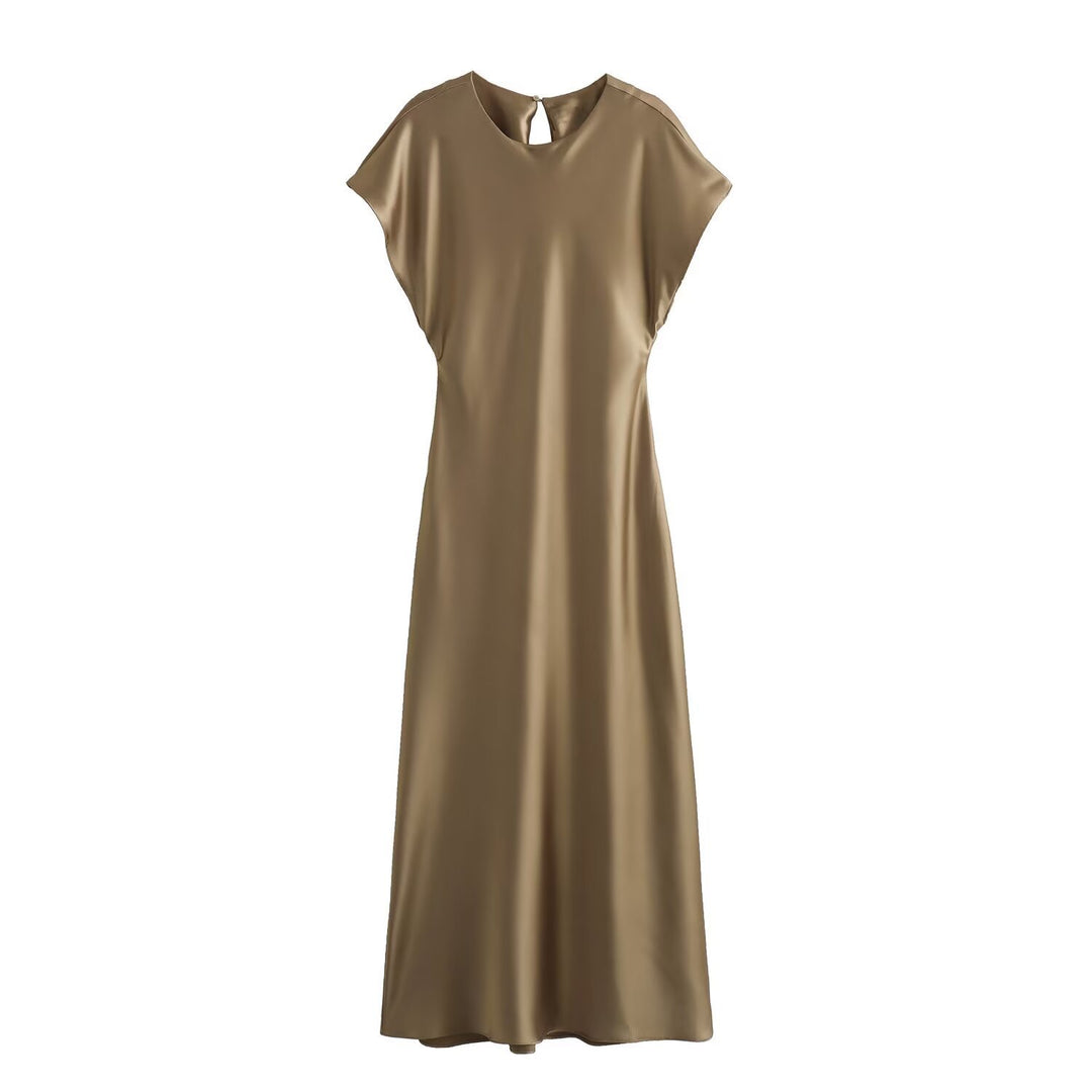 Dame elegant maxi kjole med flydende snit og moderne V-hals Skovae