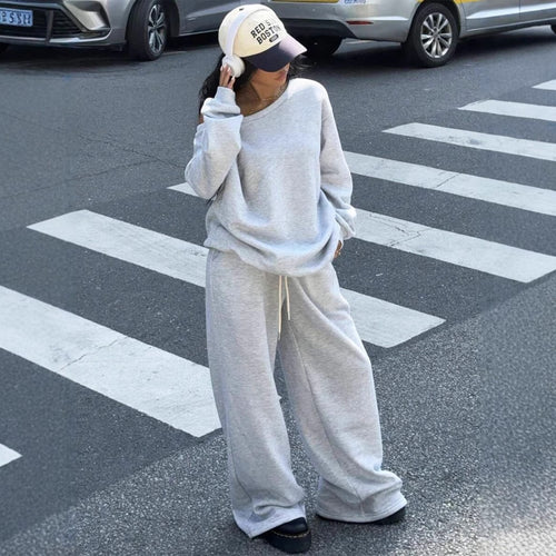 Kvinders oversized sweatshirt og brede fritidshorts sæt Skovae