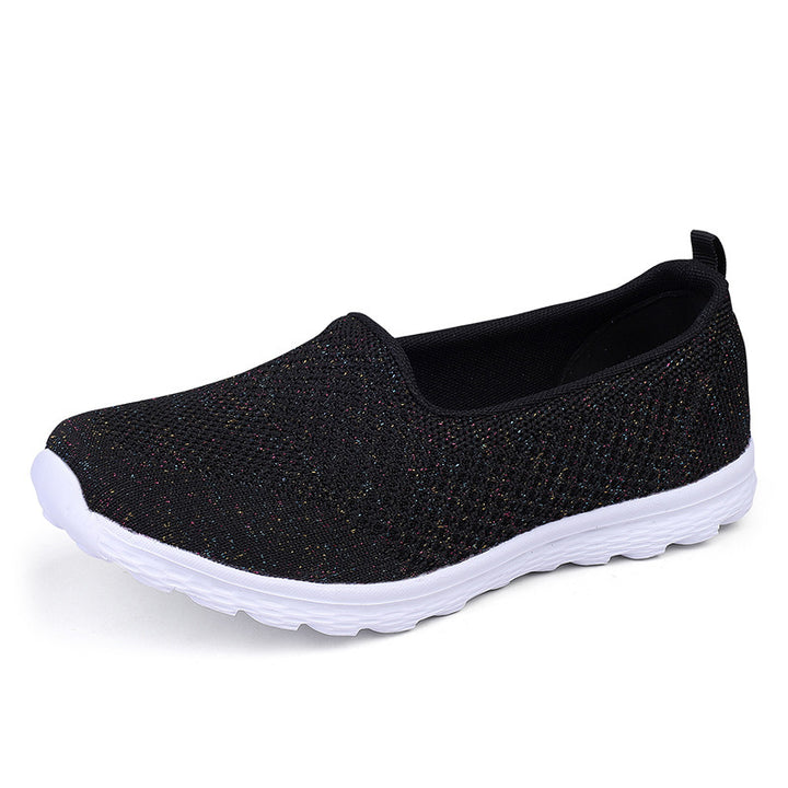 Damer nan lettere strikket slip-on sneakers med glimmertråde, elastisk indgang og fleksibel let sål Skovae